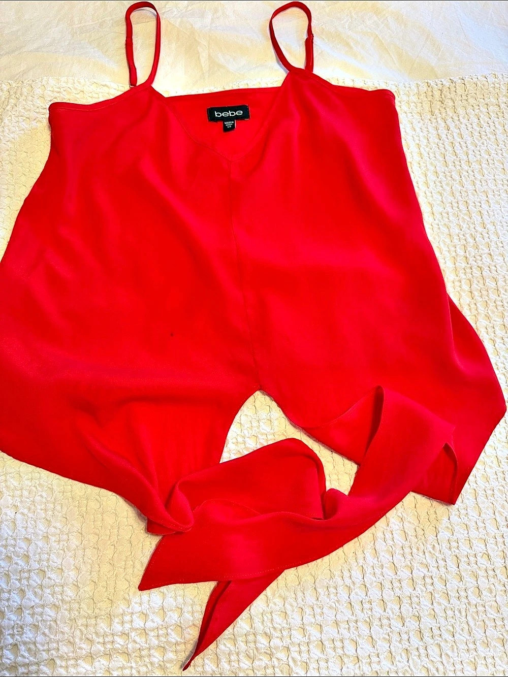 bebe Red Tie-Front Jumpsuit